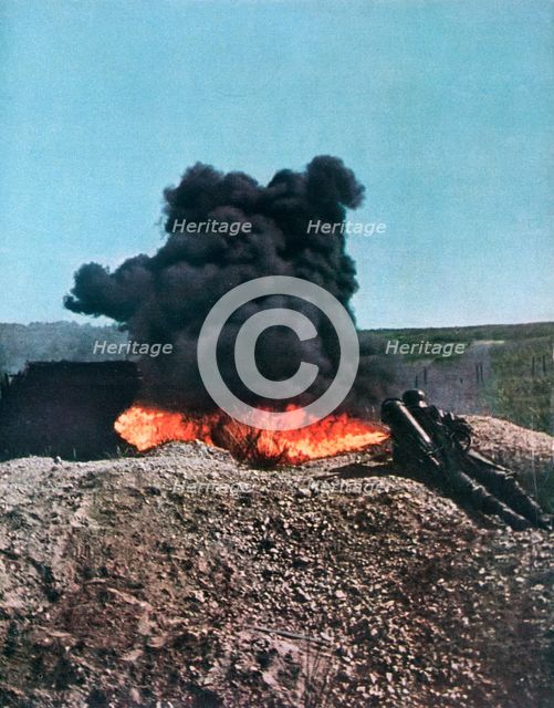 German soldier using a flamethrower, Russia, 1941. Artist: Unknown