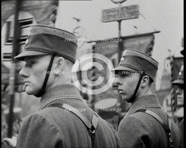 German Soldiers Marching, 1930s. Creator: British Pathe Ltd.