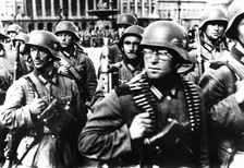 German soldiers marching in Paris, 14 June 1940