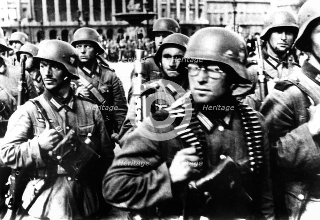 German soldiers marching in Paris, 14 June 1940. Artist: Unknown
