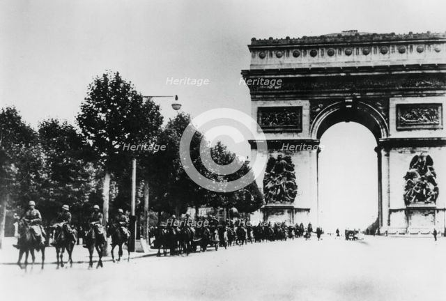 German soldiers marching through Paris, 14 June 1940. Artist: Unknown
