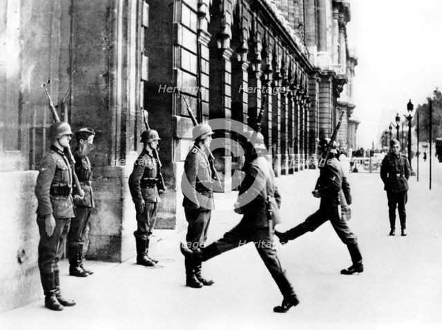 German soldiers on guard duty outside the Hotel Crillon, Paris, 7 October 1940. Artist: Unknown