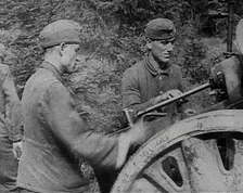 German Soldiers Operating an Artillery Gun, 1941. Creator: British Pathe Ltd
