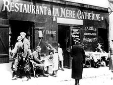 German soldiers at a restaurant, occupied Paris, June 1940