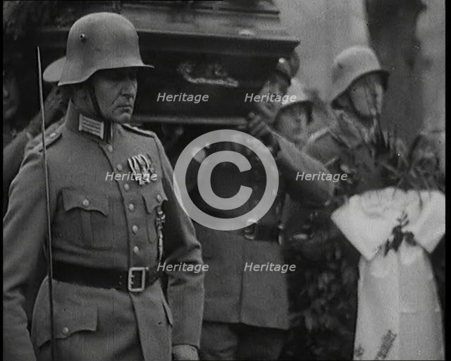 German Soldiers Carrying the Coffin of Manfred Albrecht Freiherr von Richthofen AKA the..., 1925. Creator: British Pathe Ltd.
