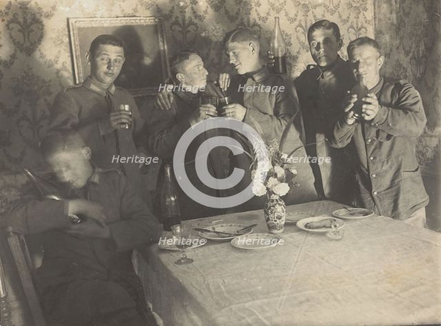 German soldiers enjoying a drink in a dining room, c1900s. Creator: Unknown.