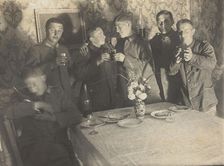 German soldiers enjoying a drink in a dining room, c1900s. Creator: Unknown
