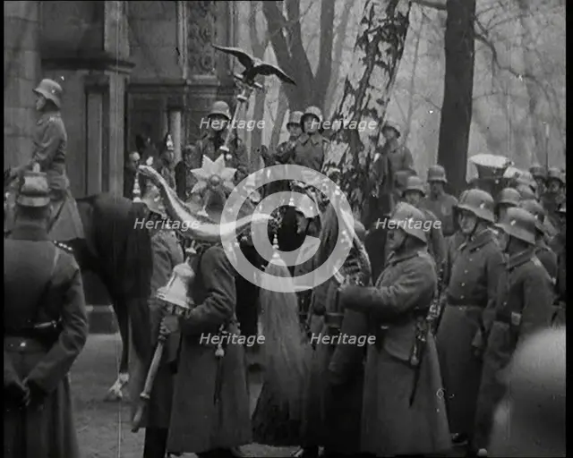 German Soldiers Riding Horses During the State Funeral of Manfred Albrecht Freiherr von..., 1925. Creator: British Pathe Ltd.