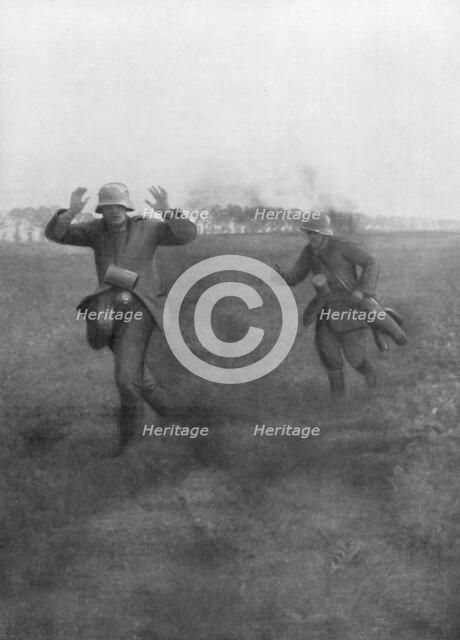 German soldiers surrendering near Vierzy, south of Soissons, 18 July 1918. Artist: Unknown