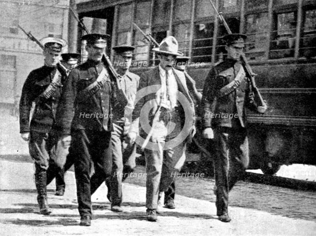 German spy escorted to military prison by the Canadian authorities, First World War, 1914. Artist: Unknown