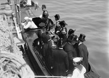 German Squadron Visit To U.S. President Taft And Party Leaving Mayflower 1912. Creator: Harris & Ewing
