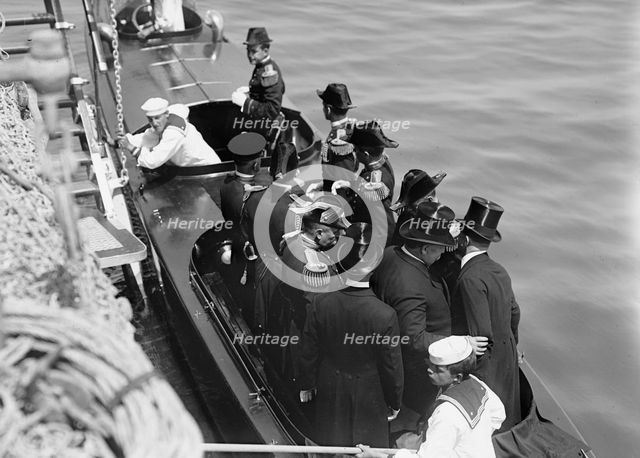 German Squadron Visit To U.S. President Taft And Party Leaving 'Mayflower', 1912. Creator: Harris & Ewing.