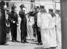 German Squadron Visit To U.S. Rear Adm. - Wardar Arriving On Mayflower 1912. Creator: Harris & Ewing