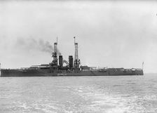 German Squadron Visit To U.S.- U.S. Battleship In Hampton Roads To Greet Squadron, 1912. Creator: Harris & Ewing