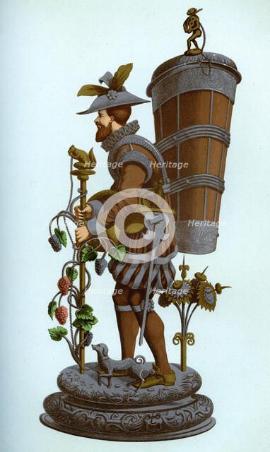 German table ornament of enamelled and gilt copper, late 16th century, (1870).Artist: Franz Kellerhoven