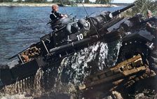 German tank fording a river, Russia, 1941