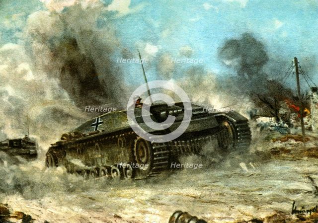 German tank in action on the Russian front, World War II, 1942-1943. Artist: Anon