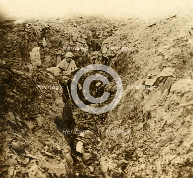 German trenches destroyed by shelling, Verdun, northern France, c1914-c1918. Artist: Unknown.