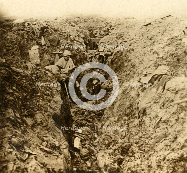 German trenches destroyed by shelling, Verdun, northern France, c1914-c1918. Artist: Unknown.