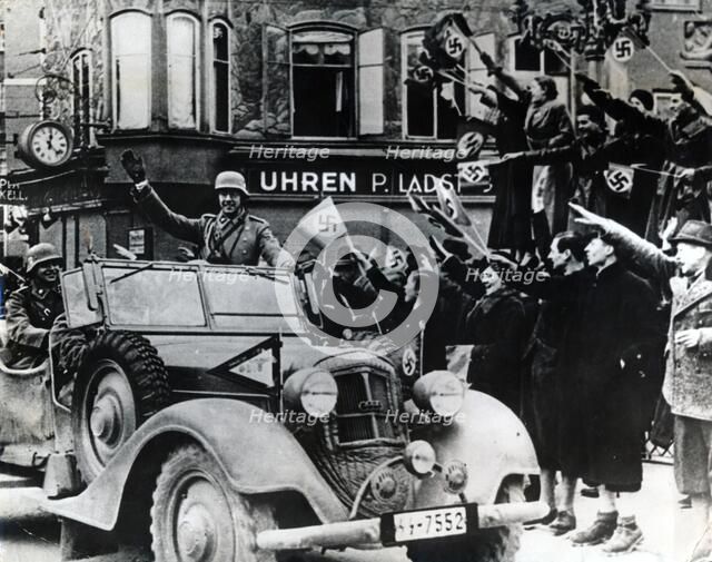 German troops enter Austria, 12 March 1938. Artist: Unknown