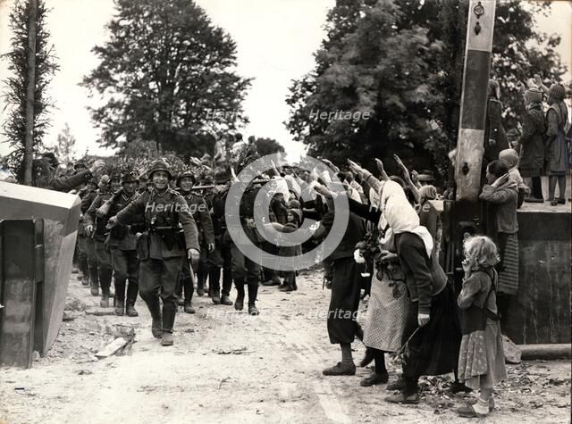 German troops enter Czech territory, October 1938. Artist: Unknown