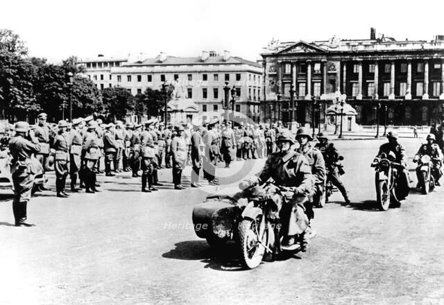 German troops in the lace de l'Etoile, Paris, 1940. Artist: Unknown