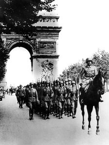German troops marching on the Champs Elysees, Paris, 14 June 1940