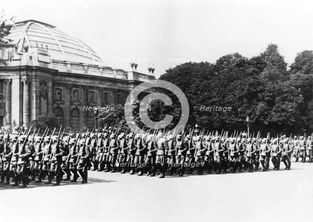 German troops parading before the German commandant of Paris, 8 July 1941. Artist: Unknown