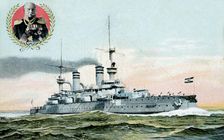 German warship Kaiser Wilhelm der Grosse 20th century. Artist: Albert Sebille