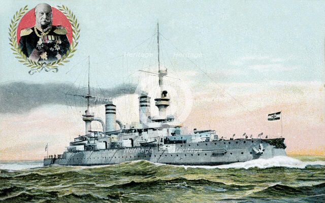 German warship 'Kaiser Wilhelm der Grosse', 20th century. Artist: Albert Sebille