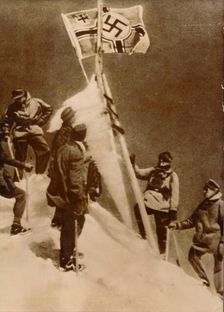 German Wehrmacht plant a Nazi flag on the summit of Mount Elbrus