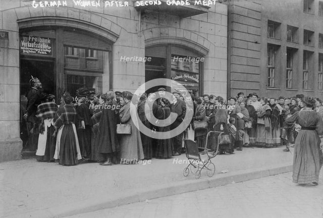German women after second grade meat, 1914. Creator: Bain News Service.