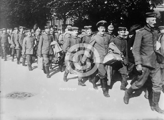 German wounded, recovered, returning singing to the front, between c1914 and c1915. Creator: Bain News Service.