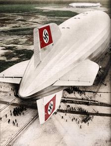 German Zeppelin airship Hindenburg moored at Lakehurst, New Jersey, c1936 (c1937)