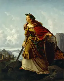 Germania at the Watch on the Rhine. Artist: Clasen, Lorenz (1812-1899)