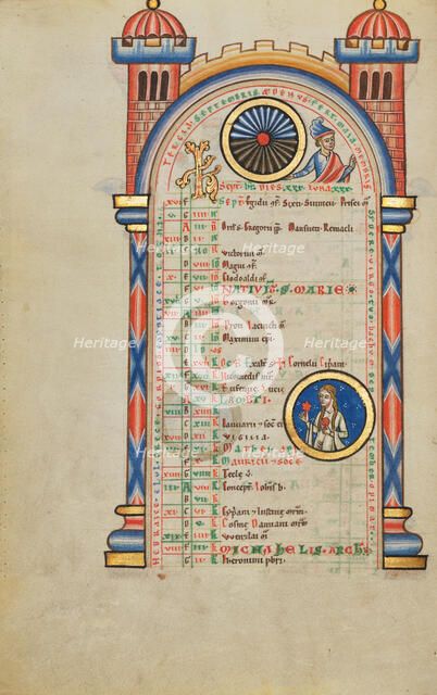Germanicus Caesar (?); Zodiacal Sign of Virgo; Stammheim Missal, probably 1170s. Creator: Unknown.