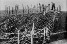 Germans fixing barbed wire tangle, between c1914 and c1915. Creator: Bain News Service