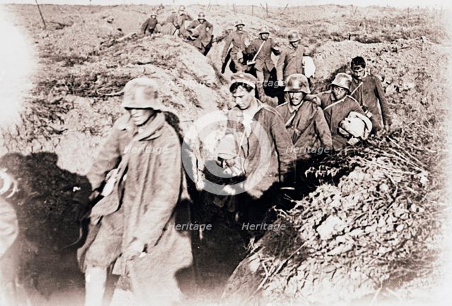 Germans surrendering at Laffaux, northern France, c1914-c1918. Artist: Unknown.