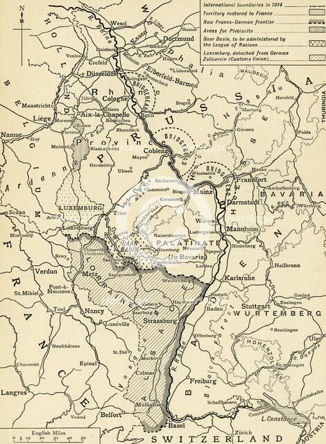 'Germany's Western Frontier under the terms of the Peace Treaty', 1918, (c1920). Creator: Unknown.