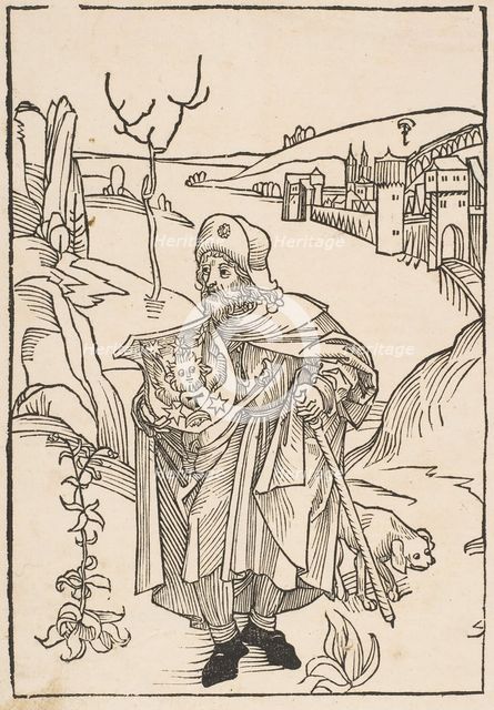 Gerson as a Pilgrim, frontispiece to Gersonis Opera, 1489.n.d. Creator: Albrecht Durer.