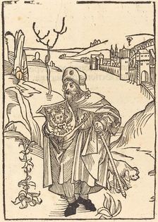 Gerson as Pilgrim with Town in Background, in or before 1488. Creator: Unknown