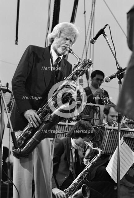 Gerry Mulligan, Capital Jazz Festival, Knebworth Park, Stevenage, 1982. Artist: Brian O'Connor.
