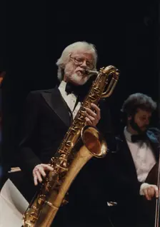 Gerry Mulligan, Barbican, London, 1989. Creator: Brian Foskett
