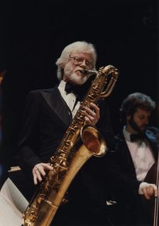 Gerry Mulligan, Barbican, London, 1989. Creator: Brian Foskett