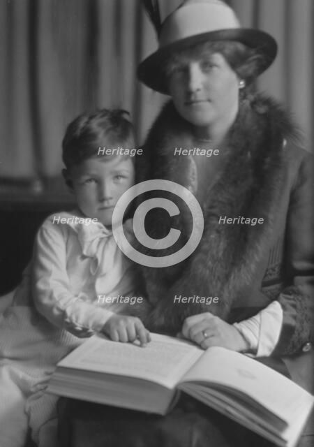 Gerry, Robert Livingston, Mrs., and son, portrait photograph, 1914 May 18. Creator: Arnold Genthe.