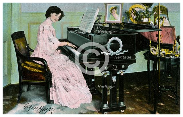 Gertie Millar, British actress and singer, playing the piano, c1890-1909(?). Artist: Unknown