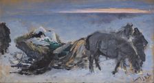 Gertruda Komorowska in the Sleigh, 1883. Creator: Leon Wyczolkowski