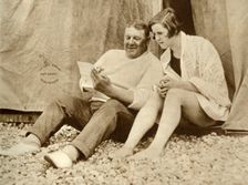 Gertrude Ederle receiving advice from her trainer Jabez Wolff, 1926, (1935). Creator: Unknown