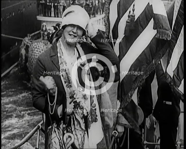 Gertrude Ederle, the First Woman to Swim the Channel, Arriving in New York City, 1926. Creator: British Pathe Ltd.