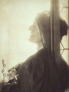Gertrude Ka¨sebier, head-and-shoulders profile portrait, facing left, 1905. Creator: Adolph de Meyer